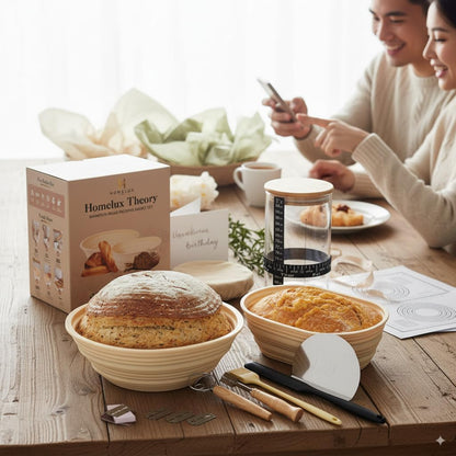 14pcs Sourdough Starter Kit, Bread Making Kit & Sourdough Bread Baking Supplies Kit, Banneton Basket Kit for Sourdough