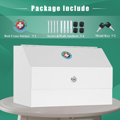 12.2 5.9 7.87 inch KYODOLED Wall Mount Medicine Lock Box, Drug Cabinet with Key, Large Capacity Secure Steel