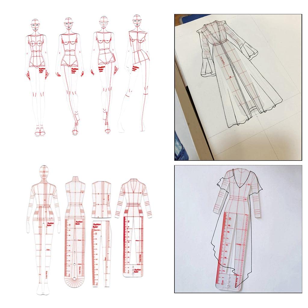 DYNWAVE 8 Pcs French Curve Template Ruler Set,Sewing Humanoid Patterns Design for Dressmaking, Tailoring, Fashion Designing