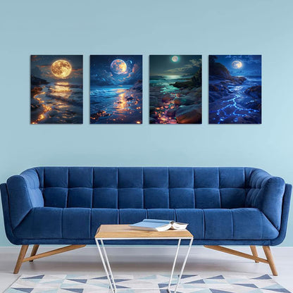 DOTSOPS Diamond Painting Kits Art Adults Painting Kit Crafts DIY 5D Diamond Art Packs Kits Full for Adults Beginner Home Wall Decoration Gift 11.8x15.7 Inches (4 Pack Moon Lake)