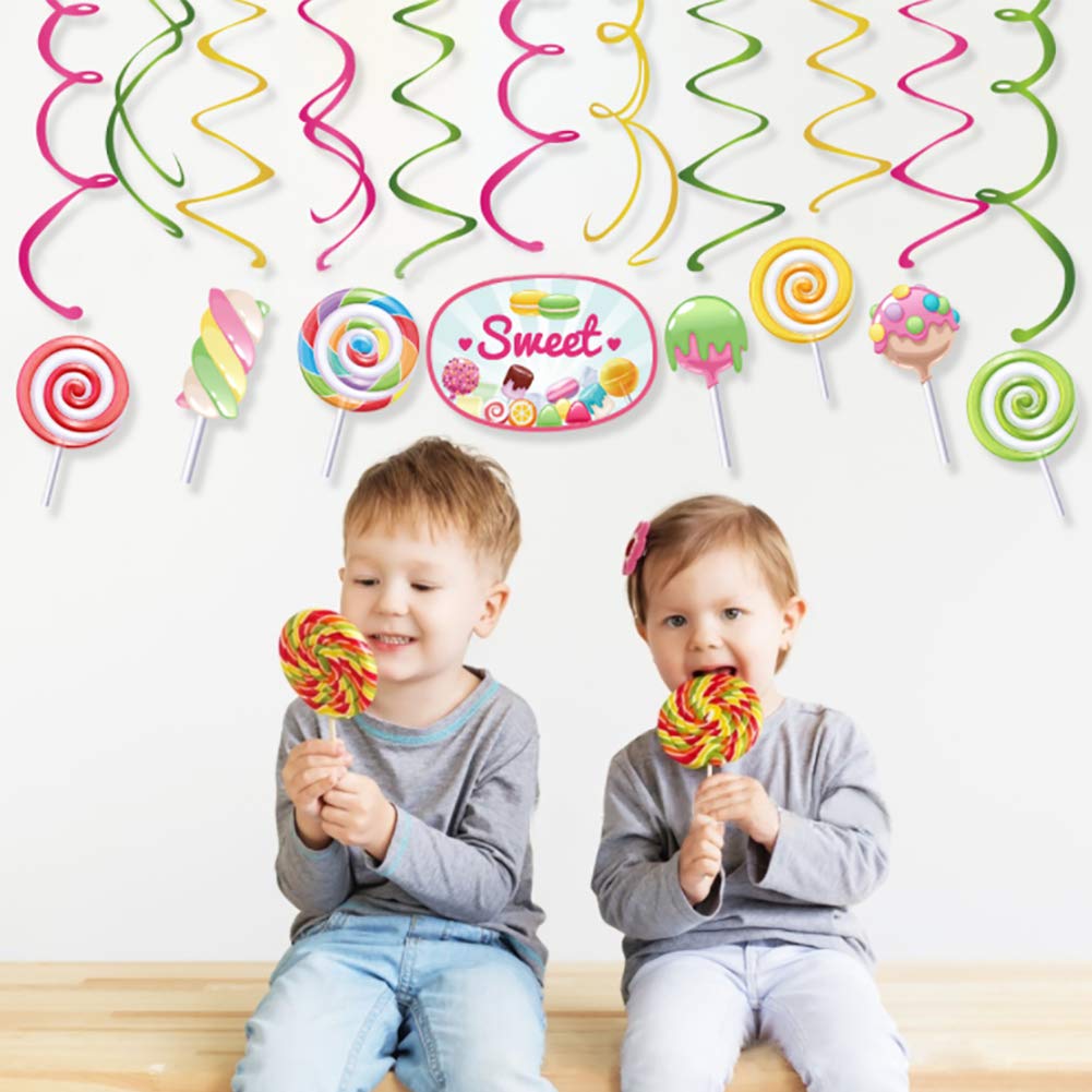 30Ct CandyLand Hanging Swirl Decorations, Lollipop Decorations for Kids, Home, Classroom, Baby Shower