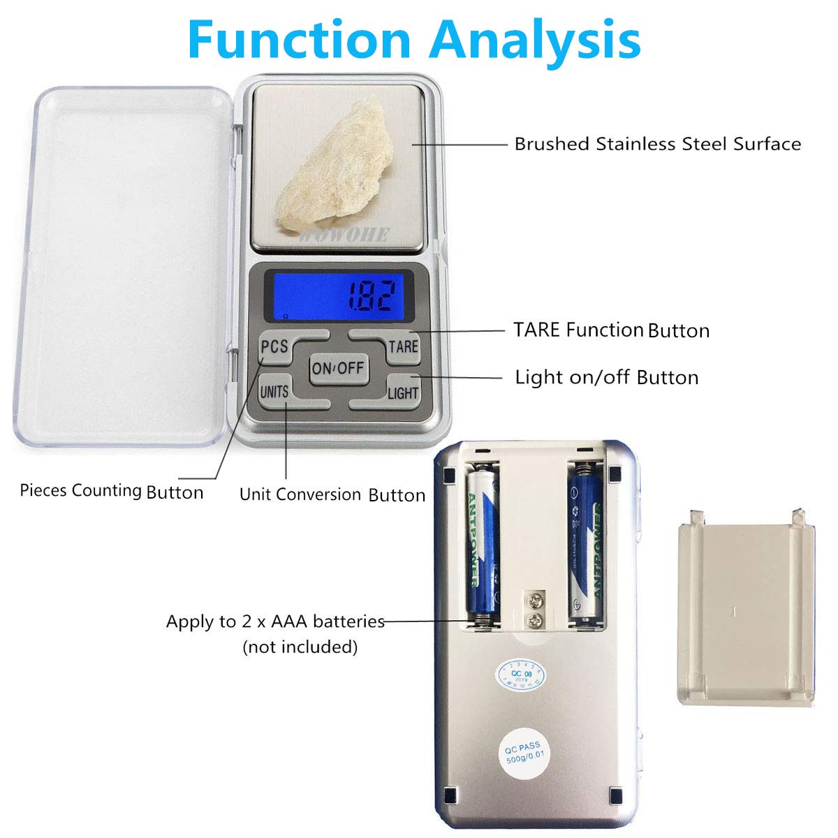 Portable Food Travel Scale Digital Kitchen Scale 500g Capacity High Precision Miniature Measuring Scale
