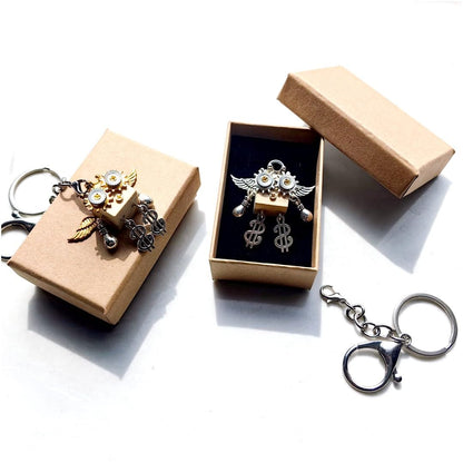 DEUXPER Wooden Steampunk Robot Charms DIY Kit for Jewelry Making & Crafts Projects - Creative Robot Keychain Building Kit for Crafting Lovers - Perfect Gifts, Home Decor, STEAM Education
