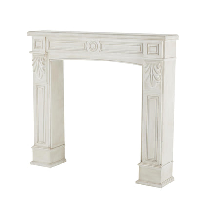 Deco 79 Wooden Fireplace Mantle Freestanding with Leaf Accents, 47" x 9" x 43", White