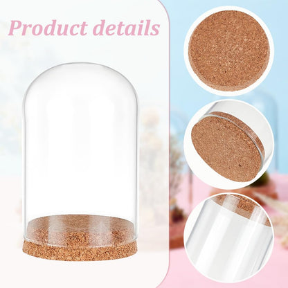 PandaHall 4pcs Glass Cloche Dome Glass Display Bottle Bell Jar with Cork Base Dome Cover Decorative Jars Display Case for Flower Storage Home Christmas Party Decoration 3.15x4.72inch
