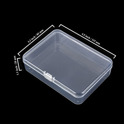 Thintinick 12 Pack Rectangular Clear Plastic Storage Containers Box with Hinged Lid for Beads and Other Small Craft Items (4.5 x 3.3 x 1.1 inch)