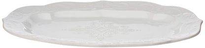 Lenox Serveware, Lenox French Perle White Serving Platter, Oval Shape, 18.5-Inch, Stoneware, Dishwasher Safe, Turkey Platter for Thanksgiving, Winter Hosting, Christmas Serving (White, 1 Piece)