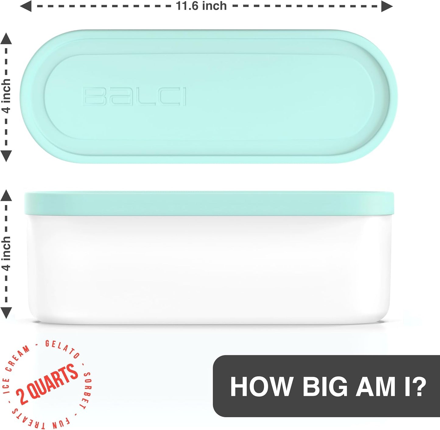 2 Frozen BALCI - Ice Cream Container - Quart - Perfect Reusable Freezer Storage for Homemade Ice Cream Tubs for Sorbet