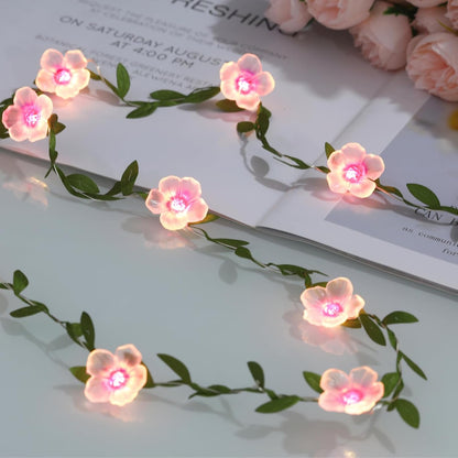 13ft 40 8 1 Pack Cherry Blossom Vine Lights LED Flower String Lights USB Plugin & Battery Operated Fairy Lights