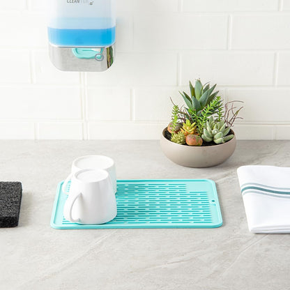 Restaurantware Small Countertop Drying Mat, 11.8 x 7.9 Inch, Food-Grade Dish Drainboard with Ribbed Design