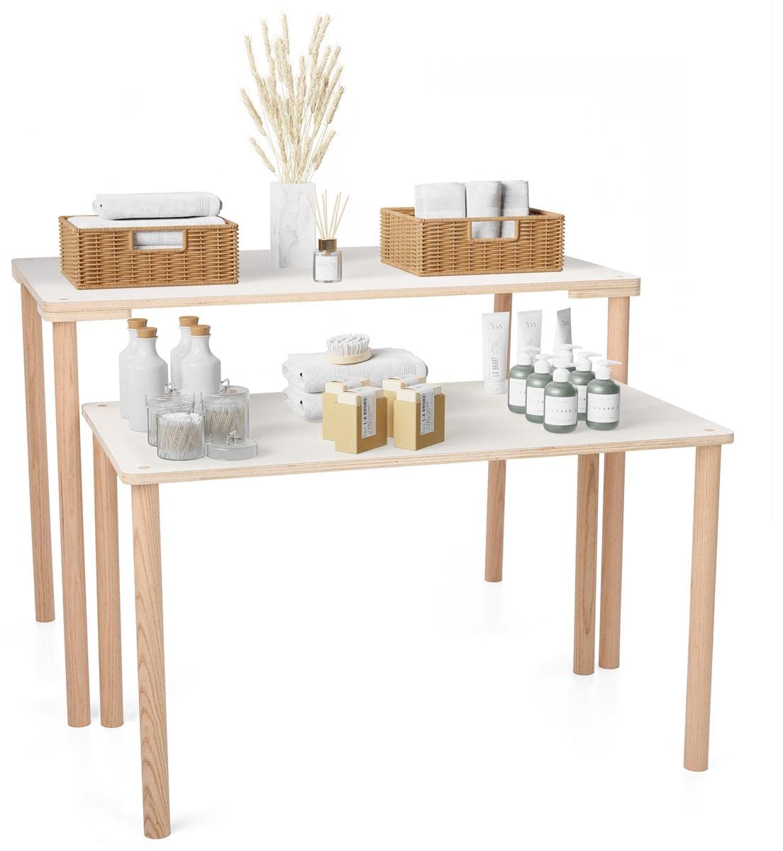 Dandelion Nesting Display Tables, Knockdown Design, Rectangular, Set of 2 - Natural (DBUNTZ)