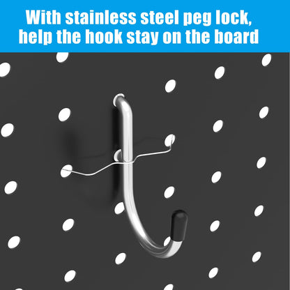 HUZJIEHUI 157 PCS Extra Thick Pegboard Hook Set, Metal Pegboard Accessory Organizer with Storage Bins and Peg Locks, Fits 1/4 Inch Pegboard Only, Ideal for Tools, Garage and Workshop Storage(Silver)