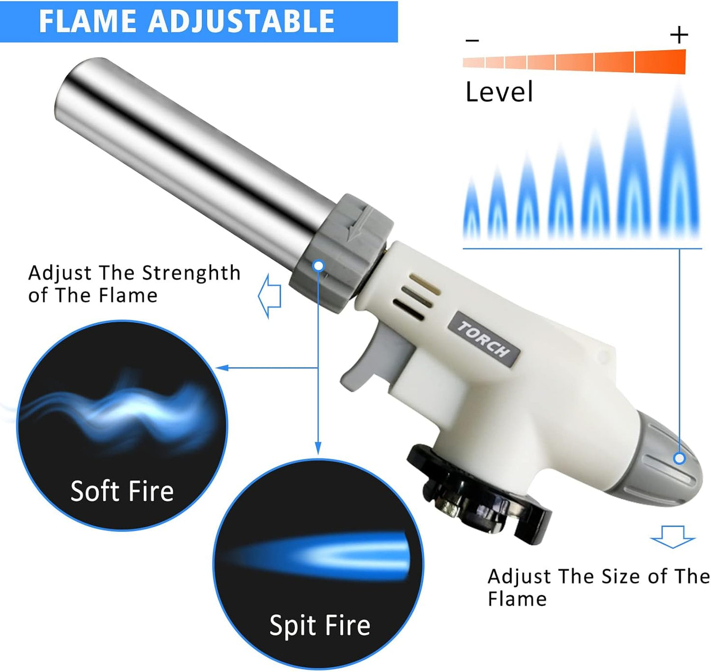 Butane Torch Kitchen Blow Lighter, IEIK 360 Degree Reverse Culinary Torch with Safety Lock and Adjustable Flame (Butane