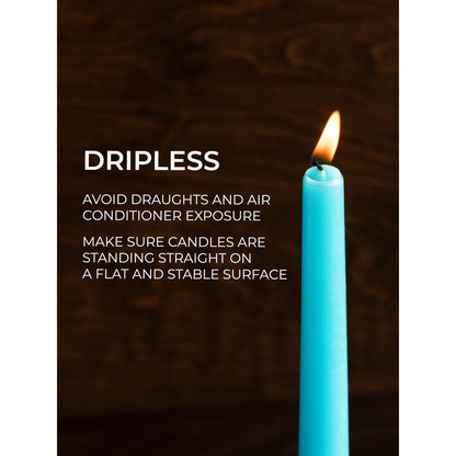 CANDWAX 10 inch Turquoise Taper Candles Pack of 4 - Unscented Smokeless Dripless Tall Candle Sticks - Perfect for Holidays, Ordinary Dinners and Special Occasions - Teal Candlesticks