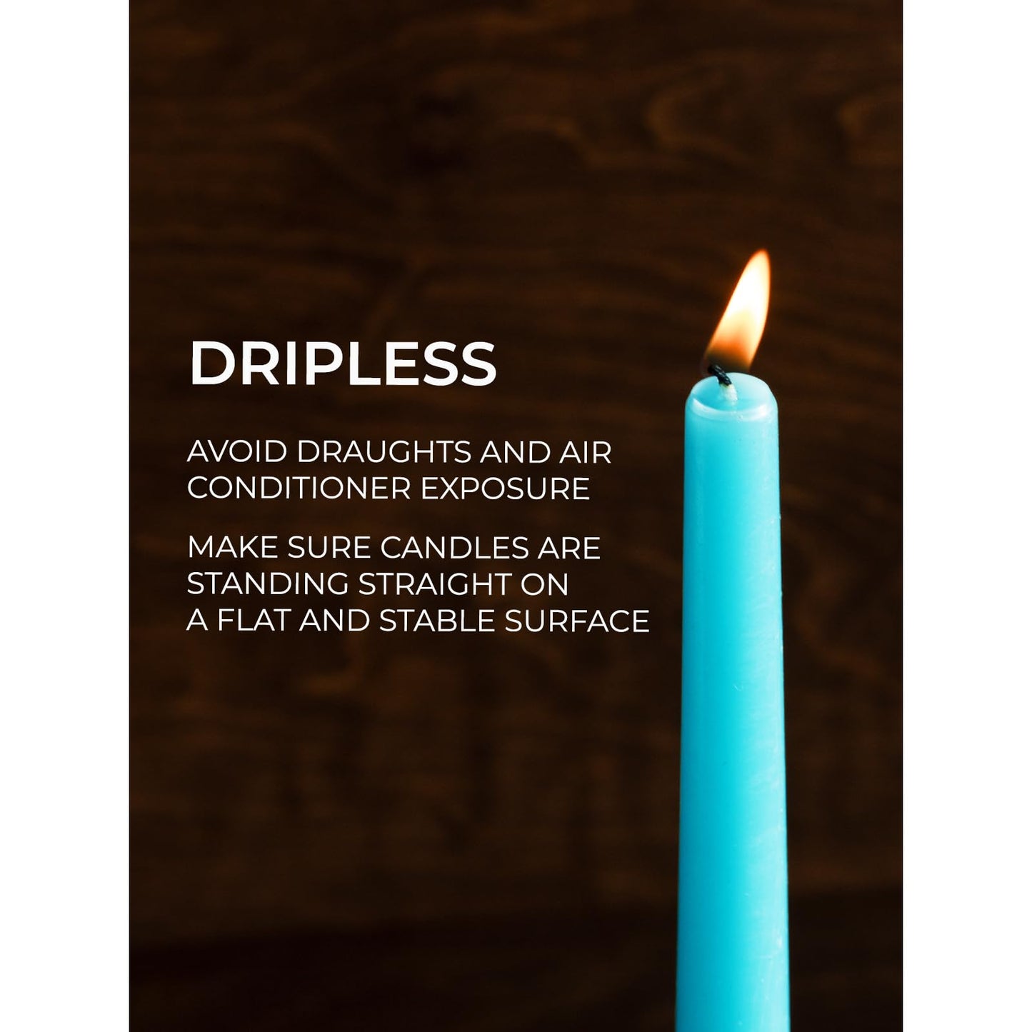 CANDWAX 8 inch Teal Taper Candles Set of 12 - Unscented Smokeless Dripless Tall Candlesticks - Perfect for Holidays, Ordinary Dinners and Special Occasions - Turquoise Taper Candles