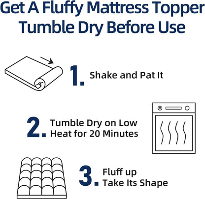 Mattress Topper Full for Back Pain, Extra Thick Mattress Pad Cover, Plush Pillow Top, Deep Elastic Pocket, White, 54"X75"+20"