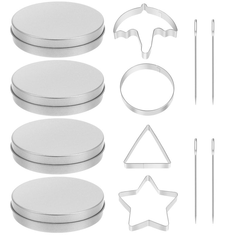 PRETYZOOM Set of 12 Korean Sugar Candy Making Tools, Dal-gona Stainless Steel Cookie Cutters Game Kit Mold with Umbrella, Triangle, Star Round Biscuit Mold for Christmas, Valentine's Party Kits