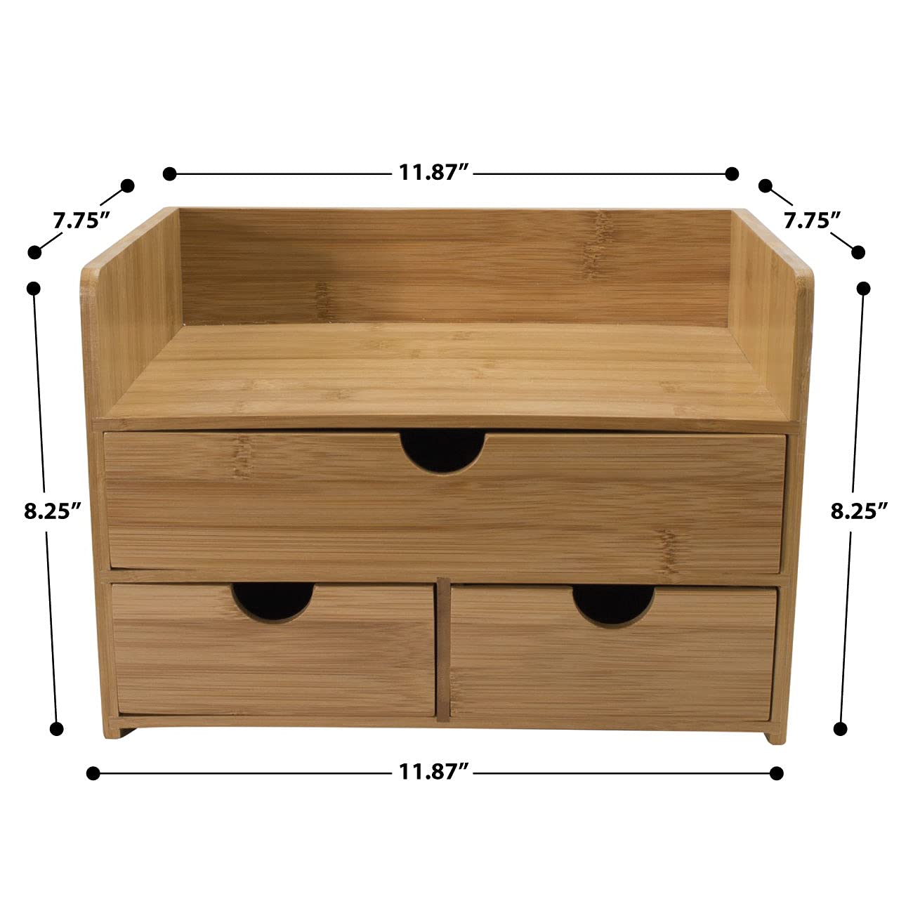 Sorbus Bamboo Desk Organizer - 3-Tier 100% Bamboo Desktop Organizers – Mini Bamboo Desk Drawer Tabletop Storage Box Countertop Organization 3 Drawers & Shelf - Office, Makeup Vanity, Fully Assembled