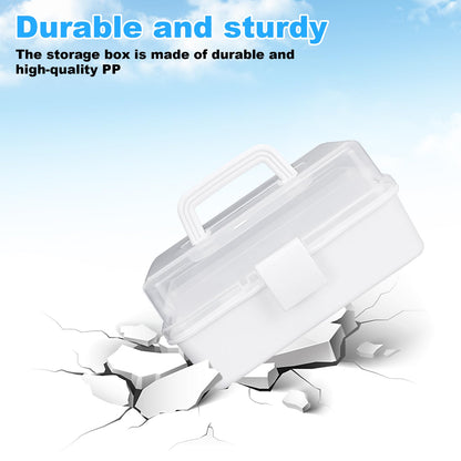 Tackle Box Organizers and Storage,9.8inch Craft Organizers and Storage,Three-Layer Sewing Box With 2 Trays,Medicine Storage Box With Handle For Nail、Makeup、Diamond Painting、Building Blocks (White)