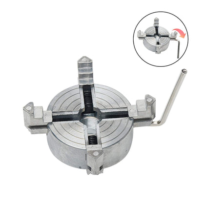 Z011 4-Jaw Lathe Chuck, Mini Lathe Chuck with Connecting Rod and Wrench, Self Centering Wood Turning Chucks, Power Lathes Accessory