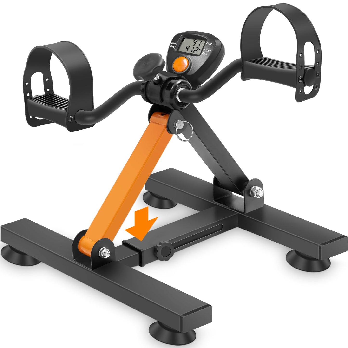 GOREDI Under Desk Exercise Bike, Pedal Exerciser with Adjustable Heights, Foldable Cycle Bike for Office, Stable Suction Cups Peddler Exerciser for Seniors, Fitness Exerciser for Arm & Leg Workout