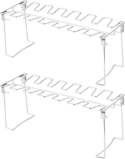 Zerodis 2 Pcs Chicken Leg Wing Grill Rack, 12 Slots Stainless Steel Barbecue Roaster Stand for Outdoor Cooking