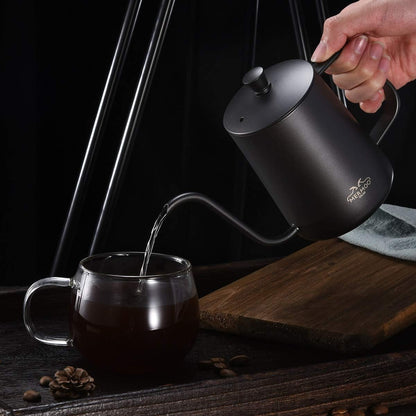 MERMOO YILAN 21oz Gooseneck Coffee Kettle, 600ml Stainless Steel Pour Over Drip Pot for Tea & Coffee (Silver)