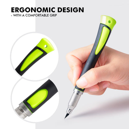 FOSHIO Craft Knife Set, Hobby Knife with 12-Piece Exacto Knife Blades with Protective Cover Rubber Handle for Crafts, Arts, Stencil, Modeling, Trimming, Carving, Scrapbooking, Vinyl Cutting