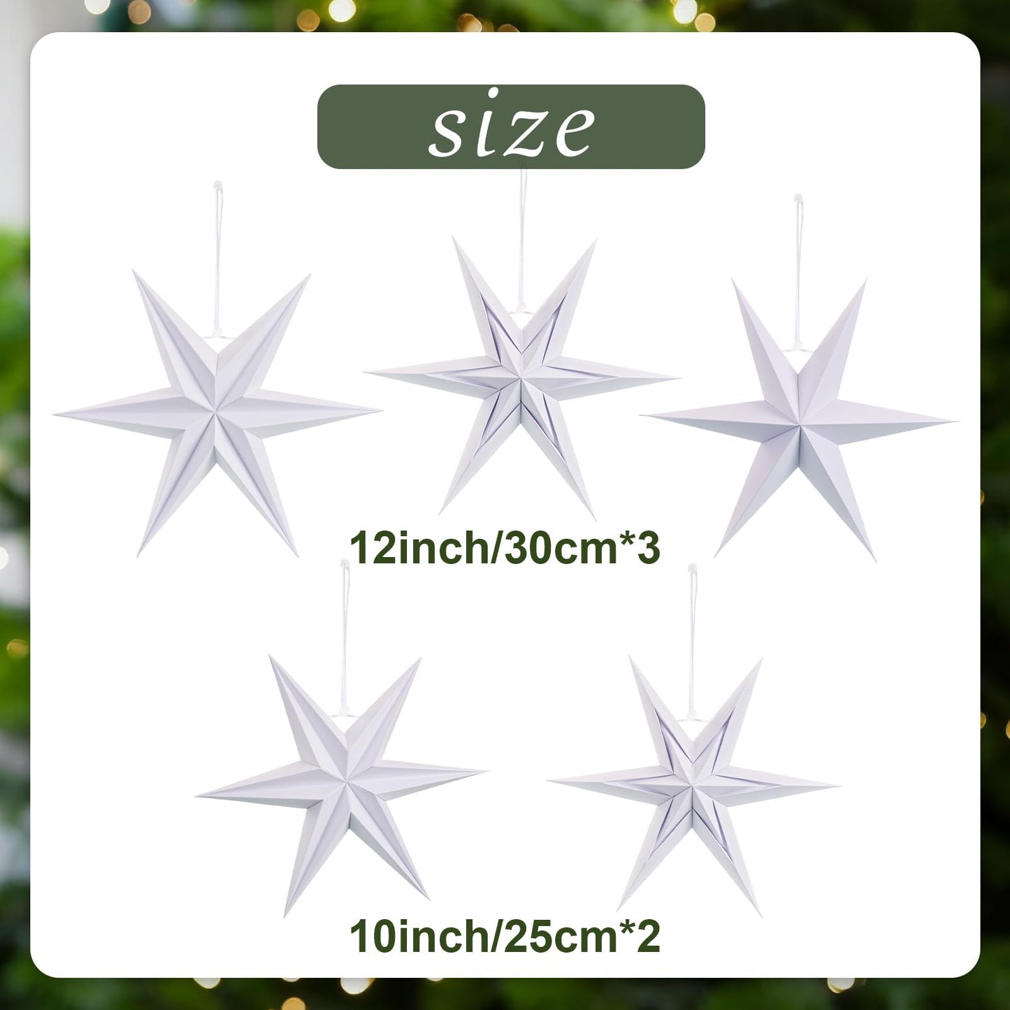 Paper Jazz 3D Paper Star Lartern Decorations, 6 Pointed Hanging Christmas Star,Christmas Celling Wall Decor Multiple Shape Combination for Wedding Baby Shower.
