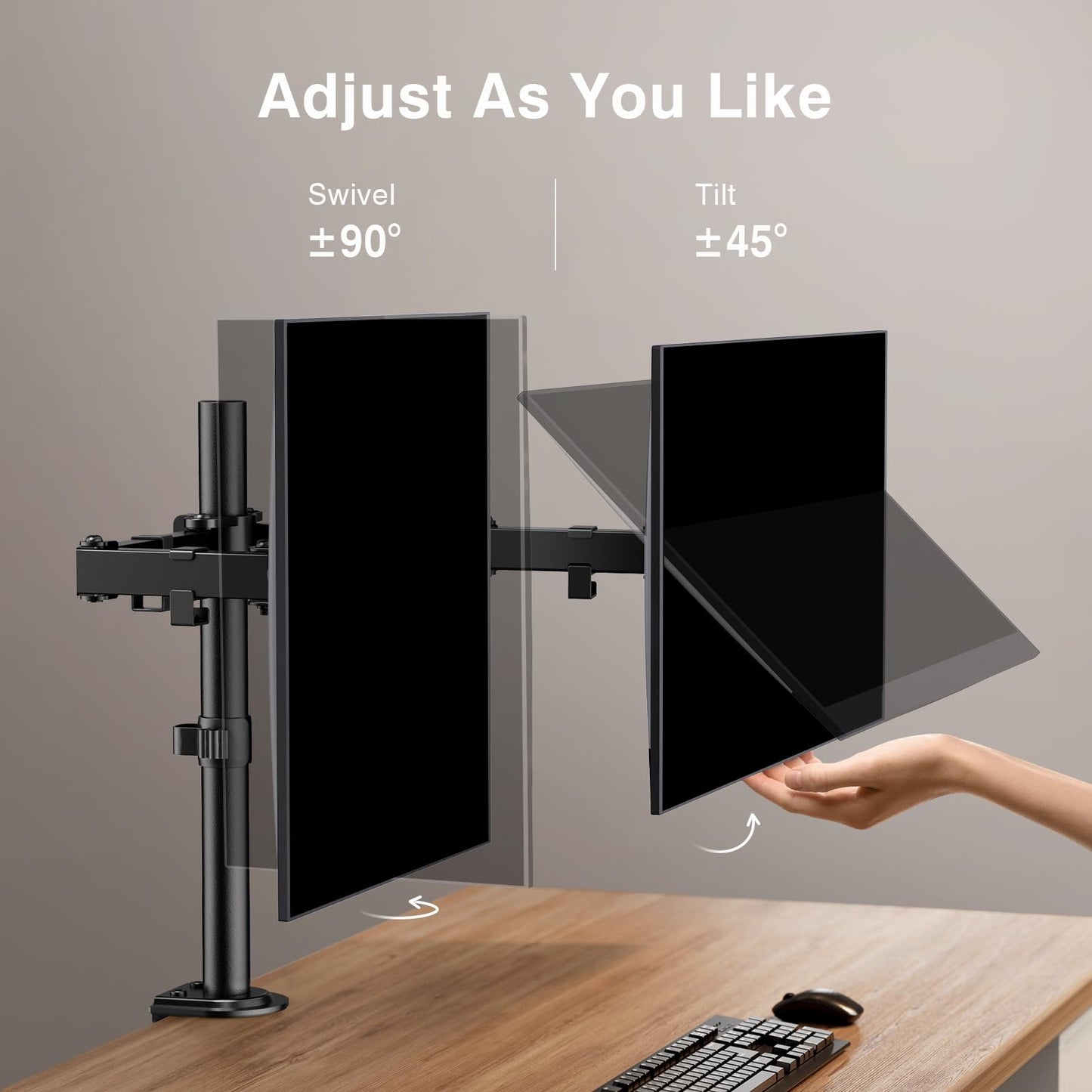 ErGear Dual Monitor Stand, Heavy Duty Adjustable Monitor Desk Mount for 2 Screens up to 32 Inches, Fully Adjustable Height, Tilt, Swivel, Rotate, Supports 17.6 lbs per Monitor Arm, Easy Installation