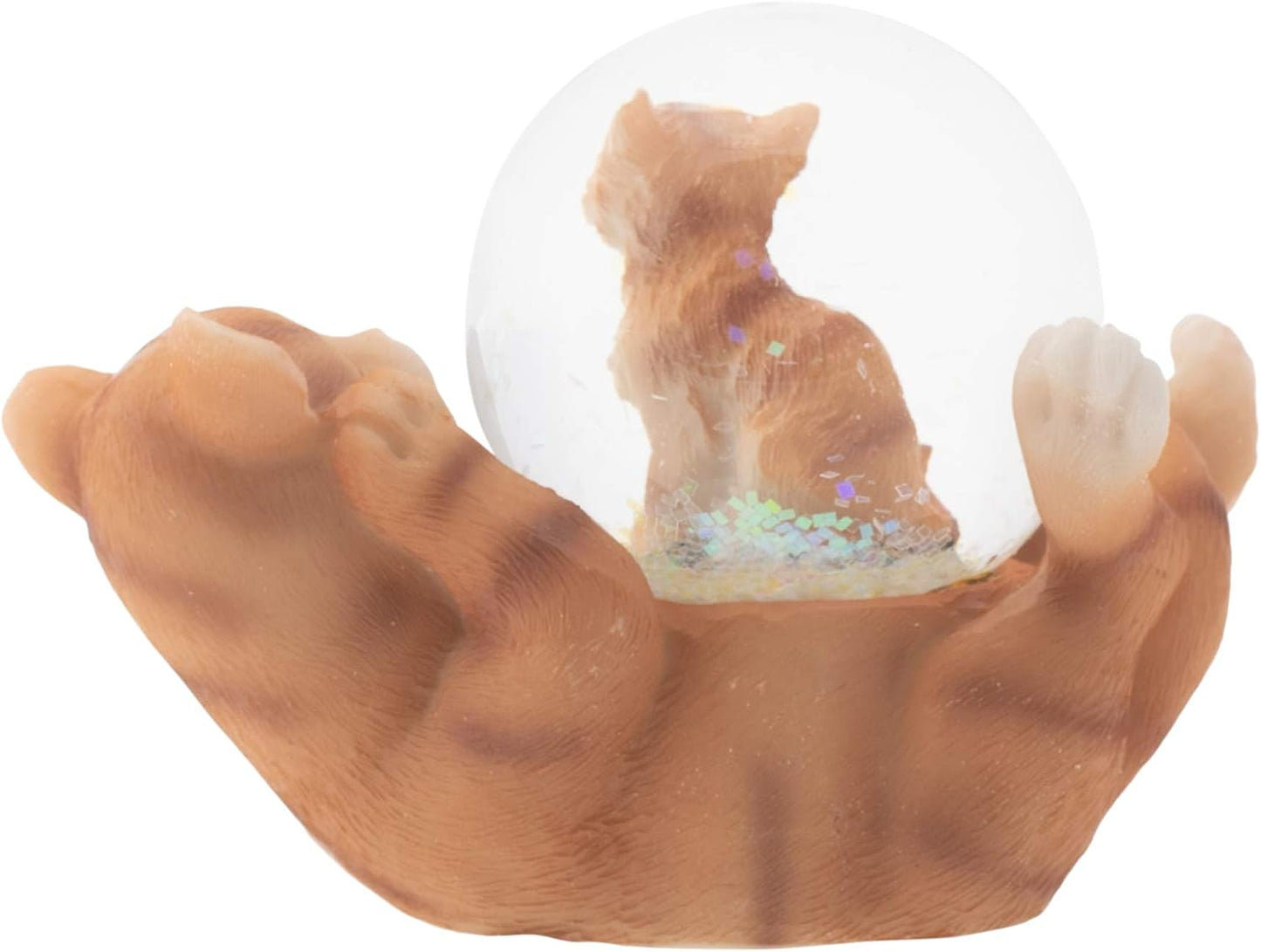 Elanze Designs Striped Tabby Cat and Kitten Figurine, 45MM, Magical Whimsical Tabletop Glitter Water Snow Globe