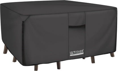 ULTCOVER Heavy Duty Square Patio Table and Chair Cover - Waterproof 62 Inch, Black Canvas