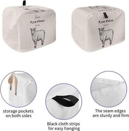 Toaster Dust Cover with Pockets, Farm House Alpaca American Rustic Style, Soft Washable 2 Slice Cover for Fingerprint