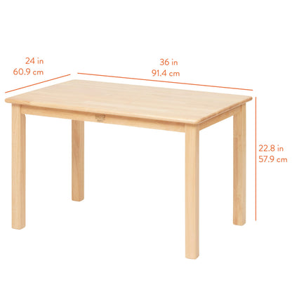 Back2School Express Wooden Activity Table and 12in Chairs, Wood Furniture, Natural, 3-Piece
