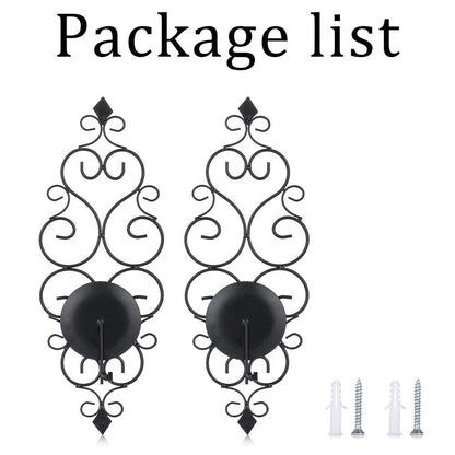 Sziqiqi Iron Wall Candle Sconce Holder Set of 2 Hanging Wall Mounted Pillar Candle Sconces Holder, Wall Sconces Decor for Bedroom Dining Room (Black)