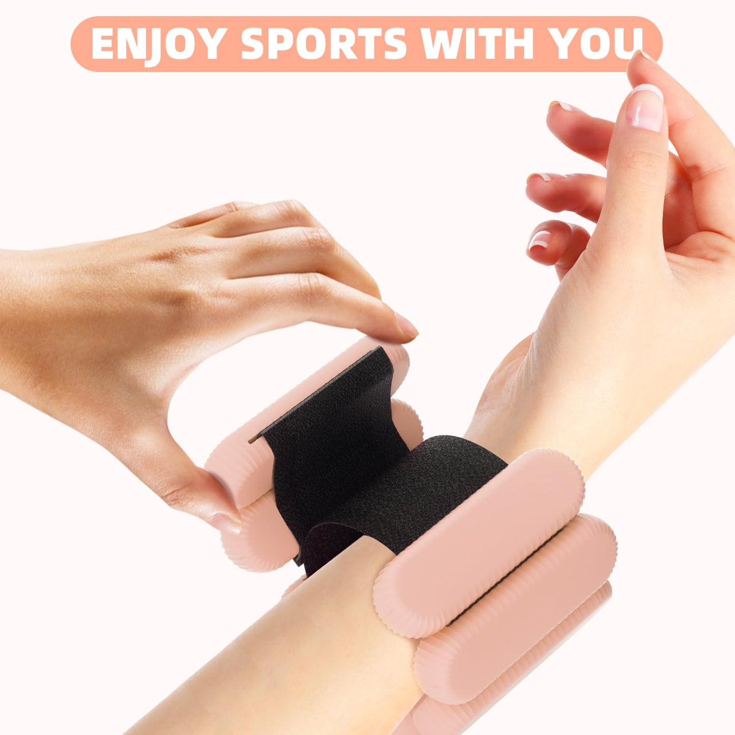 YOVKOK Adjustable Ankle Weights for Women Men,Wrist Weights set for Walking Running,1 Pair (1Lbs Each) Silicone Workout Weights for gym fitness, Jogging,yoga,pilates,strength training,physical therapy (Flesh Pink)