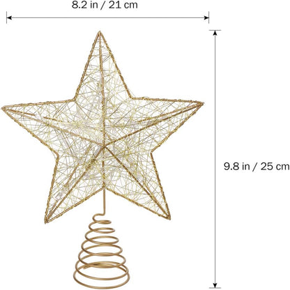 Cabilock Tree Topper Star - Christmas LED Star Tree Topper, Battery Operated Sparkly Ornament for Treetop Decoration