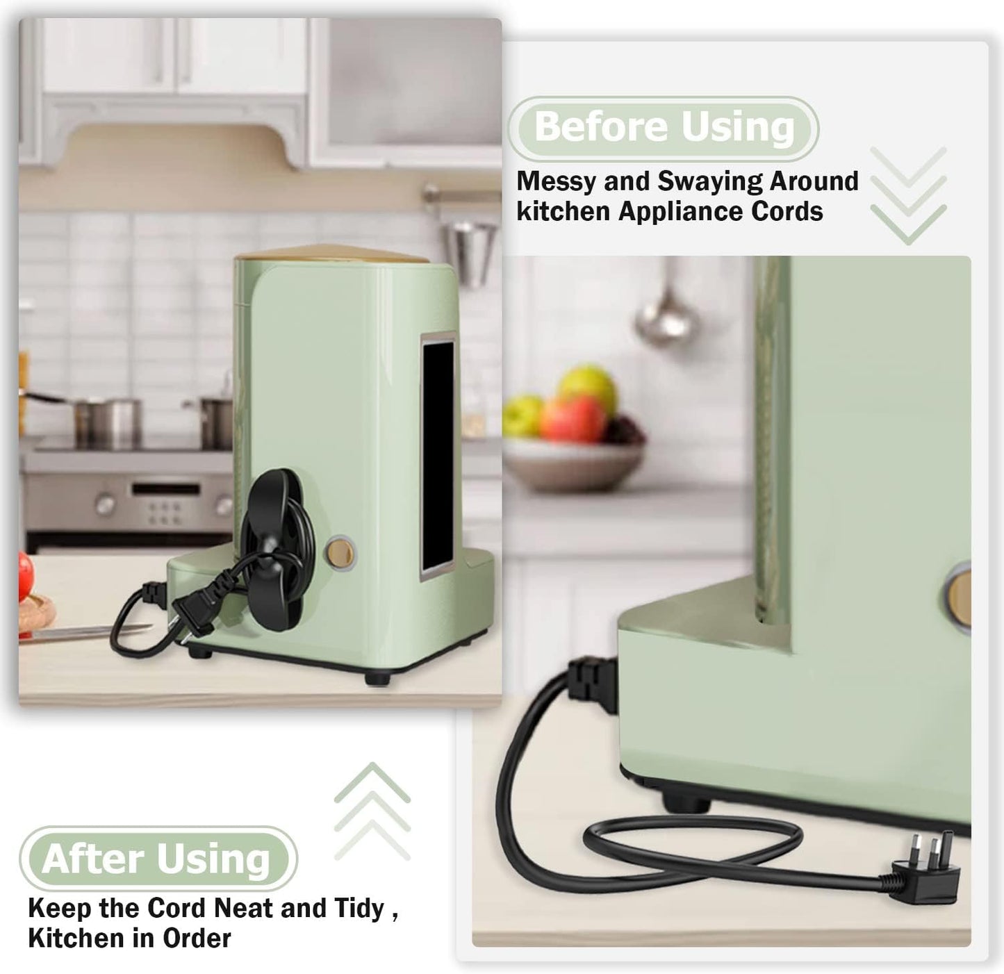 Nearockle Cord Organizer for Kitchen Appliances - Adhesive Cord Holder for Storage, Stick on Mixer, Blender, Coffee