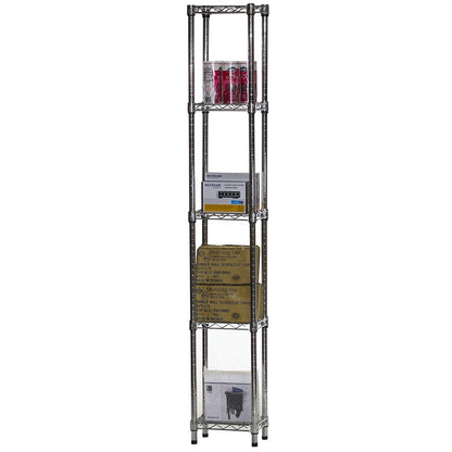 SI 5-Tier Chrome Wire Shelving Unit, 8" d x 12" w x 84" h, 800lbs Capacity Each, Modern Industrial Style, Perfect for Kitchen, Office, Garage, Bathroom, or Basement