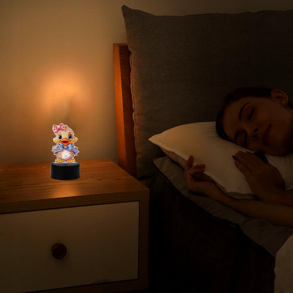 JZHYOAN Diamond Painting Night Light for Adults, Diamond Art Table Lamp Birthday Gift, Duck Art Accessories LED Light, DIY Mosaic Set for Adult, Woman, Gem Painting Table Lamp for Bed Room