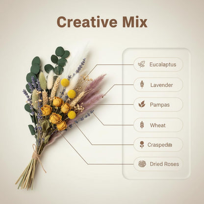 16 Varieties Dried Flowers Set, Mini Natural Dried Flowers Bulk with Stems for Vase Fillers, DIY Crafts, Wreath Making, Rustic Farmhouse Boho Home Decor, Wedding Floral Arrangement Brown Mix (7"-8")