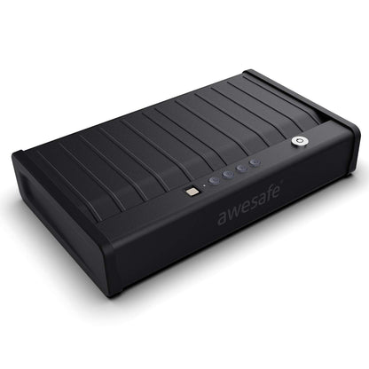awesafe Upgraded Size Gun Safe with Fingerprint Biometric, Keypad Password and Key Lock for Two Handgun Capacity