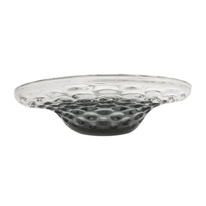Deco 79 Glass Handmade Decorative Decorative Bowl Abstract Wavy Ombre Decorative Container with Bubble Texturing, Decorative Keepsake Box 19" x 15" x 6", Black
