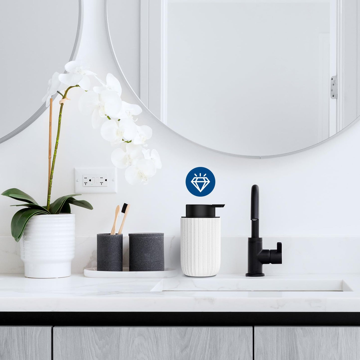Ceramic Foaming Soap Dispenser, 12 oz Bathroom Foam Hand Soap Dispenser, Refillable Lotion Soap Dispenser with Removable Pump for Kitchen Hand Wash Dispenser, Modern Home Decor(2Pack-Black)