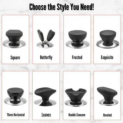 MroMax Universal Pot Lid Cover Knob Handle, Black Butterfly Replacement Knob for Kitchen Cookware, 5 Pcs