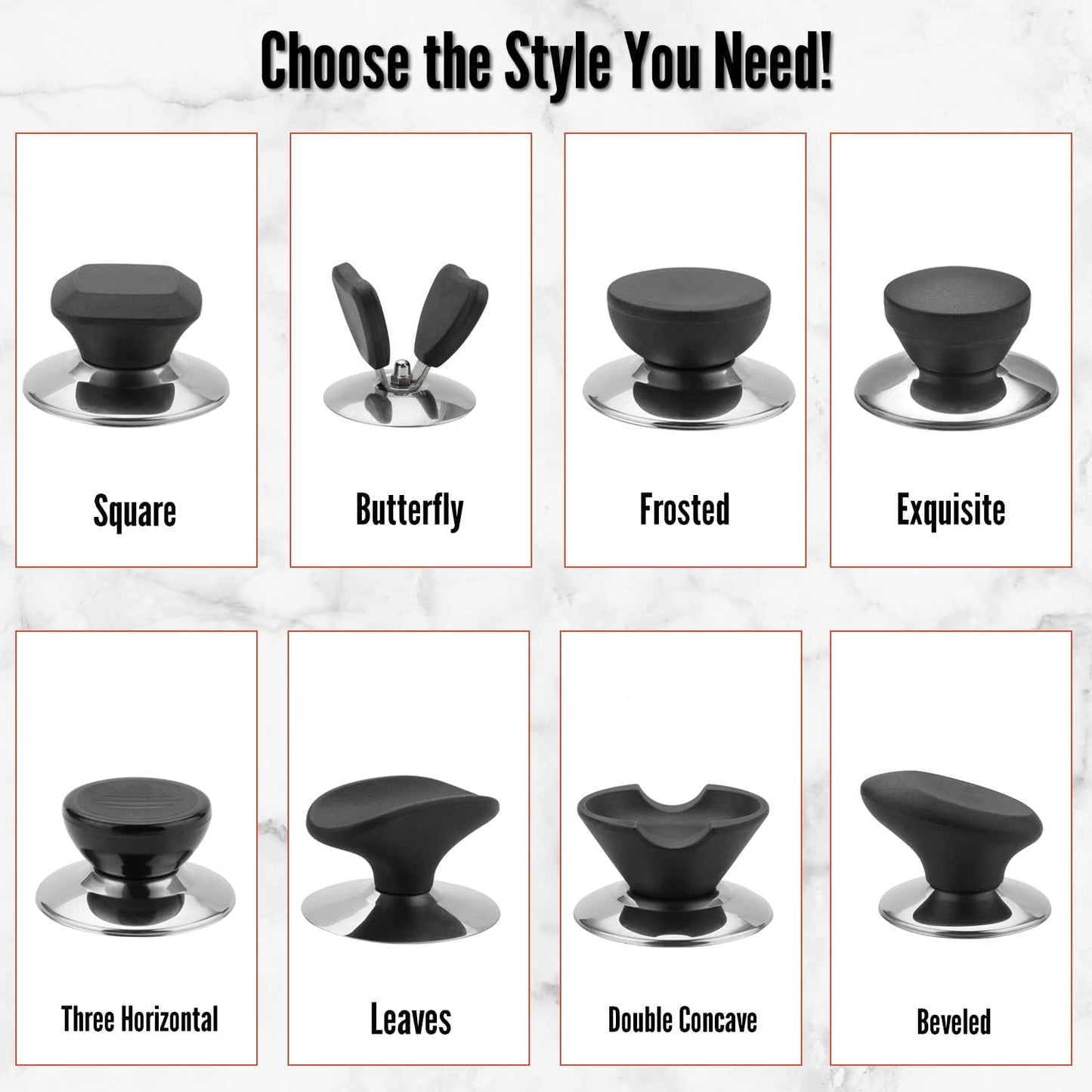 MroMax Universal Pot Lid Cover Knob Handle, Replacement Knob for Kitchen Cookware, Black