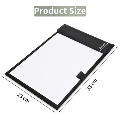 Leather Clipboard, Black Clipboards with Pen Holder, A4 Letter Size Clip Board for Nurses, Smooth Writing Clipboard for Classroom, Low Magnetic Profile Clip Boards for Kids Drawing Office 9" x 12.5"
