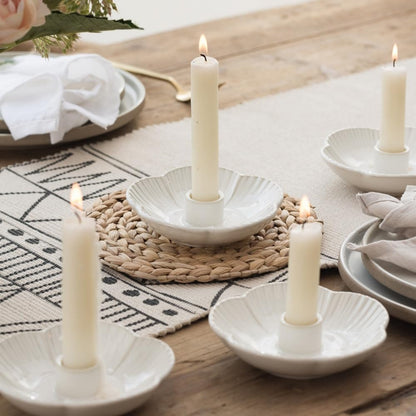 Candle Holder,Ceramic Candlestick Holder,Decorative Candle Holder for Taper Candles for Halloween,Christmas,Wedding Parties,Dinning,Birthday, Anniversary Decorations (2PCS,White)