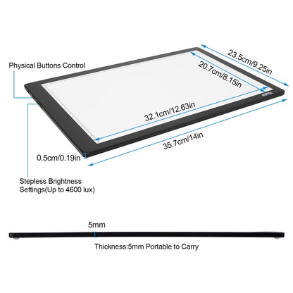Light Box,Magnetic A4 Light Pad LED Tracing Light Board Physical Buttons Control USB Powered Ultra-thin Dimmable Brightness for Diamond Painting Tatoo Pad Animation,Sketching,Stencilling X-ray Viewing