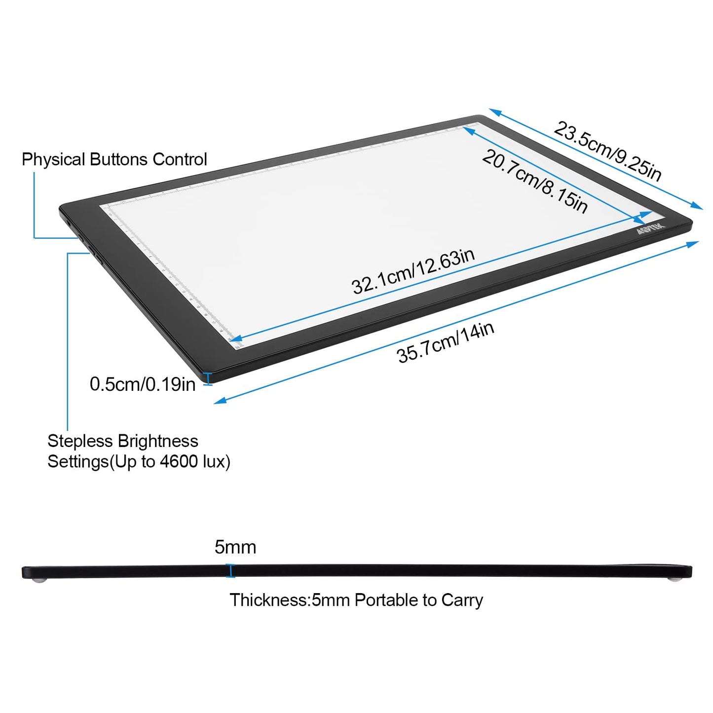 Light Box,Magnetic A4 Light Pad LED Tracing Light Board Physical Buttons Control USB Powered Ultra-thin Dimmable Brightness for Diamond Painting Tatoo Pad Animation,Sketching,Stencilling X-ray Viewing